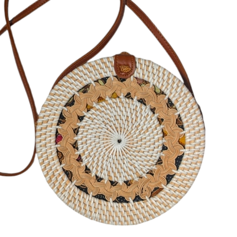 Rattan woven Balianese cross body purse